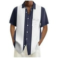 thumbnail image 1 of Lycaql Hawaiian Shirt for Men Mens Vintage Bowling Shirts 1950s Casual Short Sleeve Button Up Contrast Shirt Summer Color Block Cuban Shirts(Navy,XL), 1 of 4