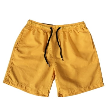 Lycaql Men Cargo Shorts Mens Casual Shorts Candy Colored Quarter Pants Mens Sports Loose Quick Drying Thin Beach Pants(Yellow,XL)