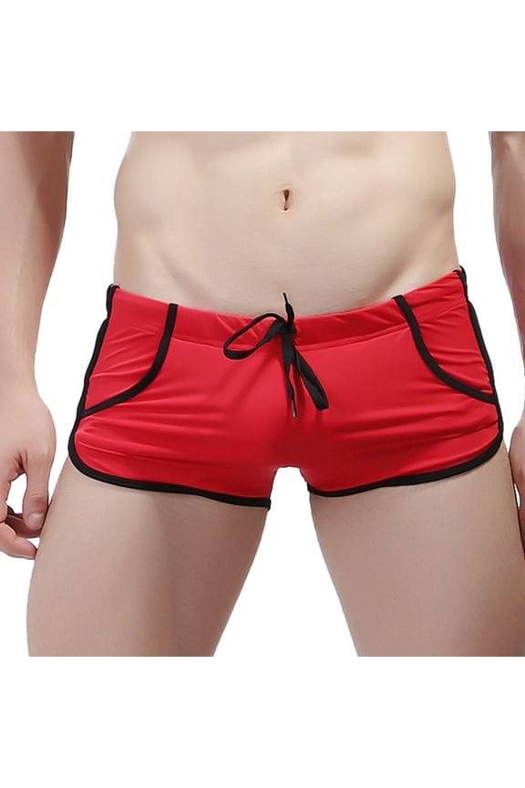 Men Swim Brief Mens Breathable Swim Trunks Pants Swimwear Shorts Slim Wear Swimsuit Briefs(Red,S)