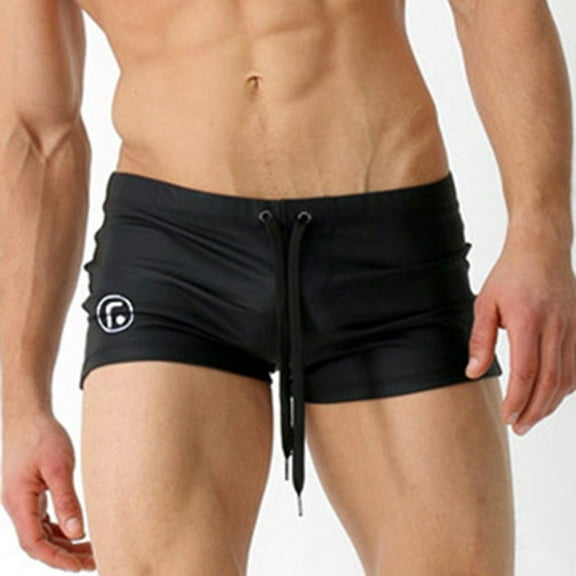 Lycaql Men's Swim Briefs Male Summer Cool Sports Quick Dry Soild Color Fit Beach Shorts Triangle Fashion Sexy Swimming Trunks(Black,XXL)