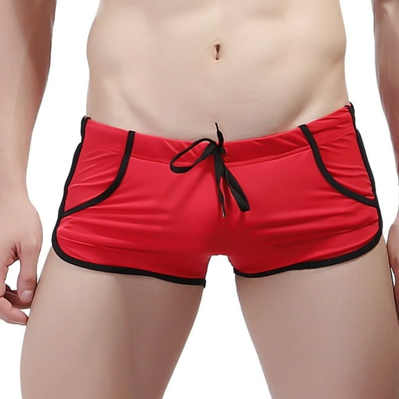 Lycaql Mens Speedo Swim Briefs Mens Breathable Swim Trunks Pants Swimwear Shorts Slim Wear Swimsuit Briefs(Red,L)