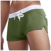 Lycaql Mens Swim Trunks Men's Short Drawstring Swim Shorts With Zippered Back PocketsAG,M