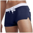 thumbnail image 1 of Lycaql Swim Briefs for Men Men's Short Drawstring Swim Shorts With Zippered Back Pockets(Dark Blue,L), 1 of 5