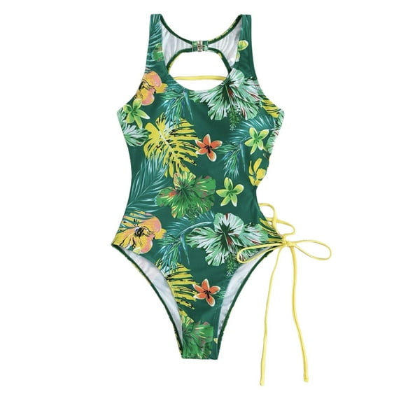 kamemir Swimsuits One Piece Swimdress Swimsuits for Women Hollow Shoulder Strap Swimwear Skirted Bathing Suits with Slit(Yellow,M)