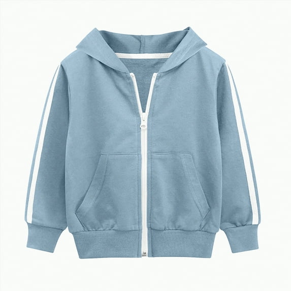 Lycaql Toddler Cute Jacket Zip Sweatshirt Color Solid Zip up Long Sleeve Hoodie Top Boys Girls Kids Boys Coat Warm Outwear (Light Blue,7-8 Years)