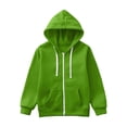 thumbnail image 1 of Lycaql Toddler Jacket Fall Full Zip Hoodie Sweatshirt Solid Zip long Hoodie Top Sleeve Up Girls Boys & Kids Top Coat & Outerwear (Green,11-12 Years), 1 of 5