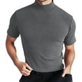 thumbnail image 1 of Lycaql Tshirt Male Summer Solid T Shirt Blouse High Collar Turtleneck Short Sleeve Tops T Shirt(Grey,M), 1 of 5