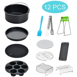 Square Air Fryer Accessories, 8 inch XL Set of 19 Pcs Deep Fryer Accessories, for Philips Cosori Ninja GoWISE Gourmia Air Fryer, Fit 3.8qt or Larger