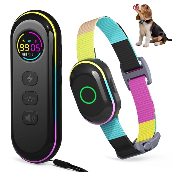 Lychee 2-in-1 Dog Shock Bark Collar Sport Smart Anti Barking Dog Training Correction Collar with 2000FT Remote Control and Shock Beep Vibration， IPX7 Waterproof for Small Medium Large Dogs(10-120lbs)