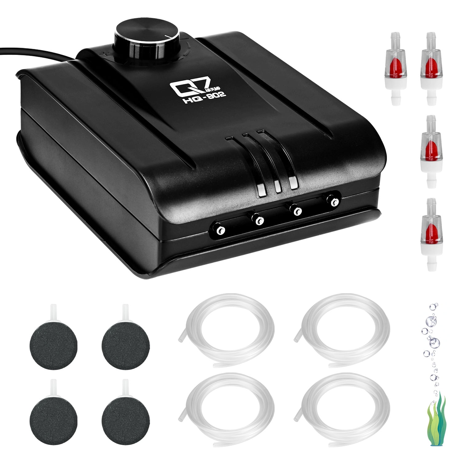Lychee 300 Gallon 254GPH Aquarium Air Pump Four Outlet for Aquarium Fish Tank Ponds Black