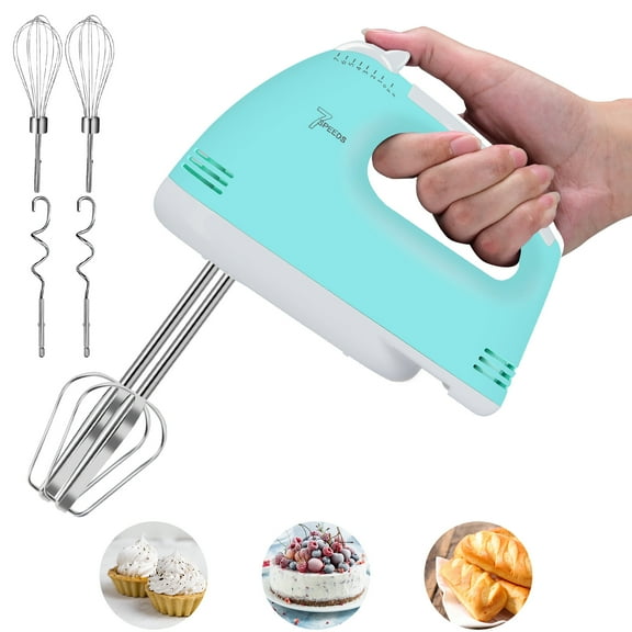 Lychee Hand Mixer Electric 7 Speeds, Portable Kitchen Handheld Blender for Easy Whipping Dough, Cream, Cakes & Whisking Egg, Green