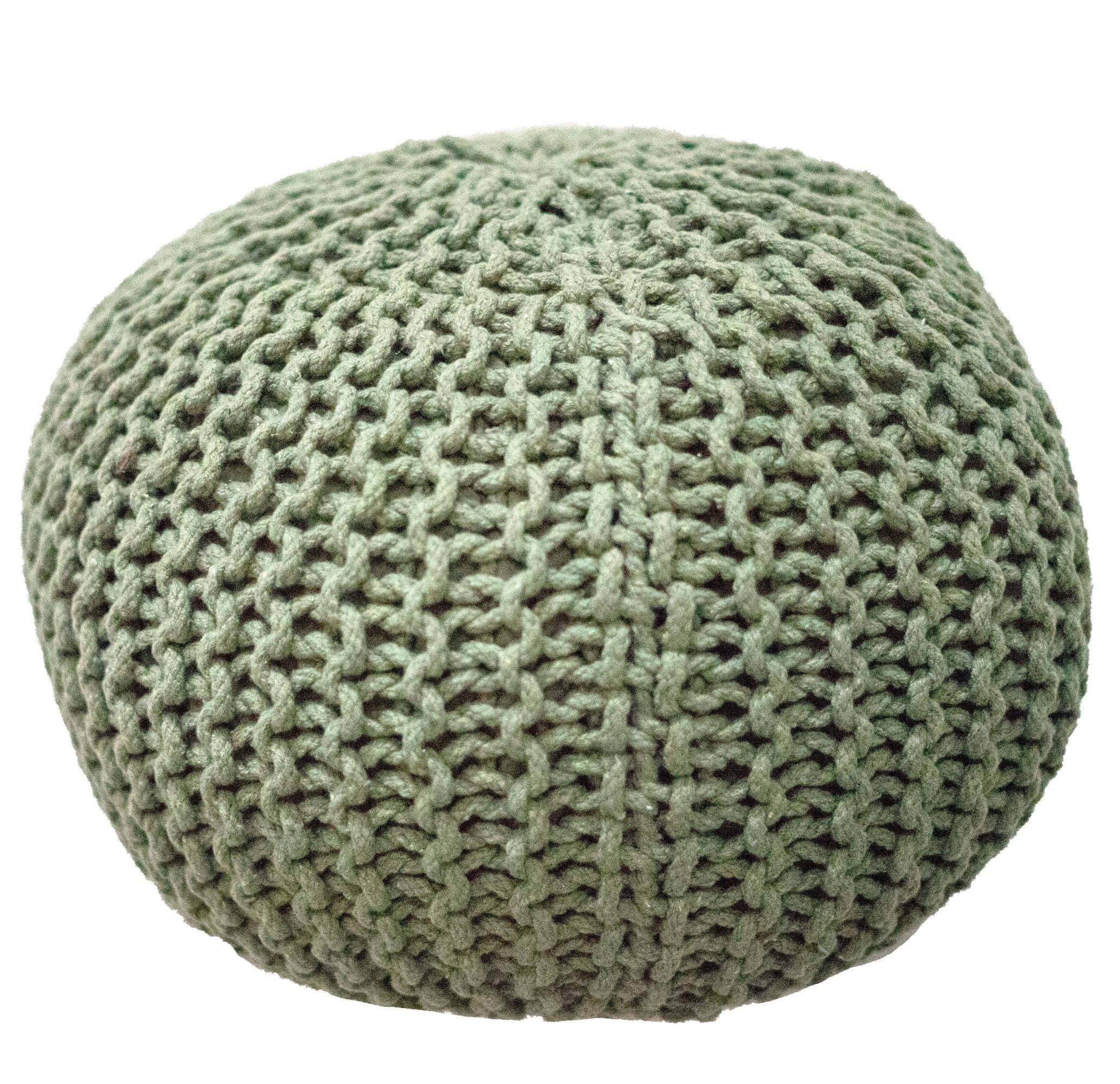 Lychee Knitted Cotton Round Pouf Ottoman Walmart