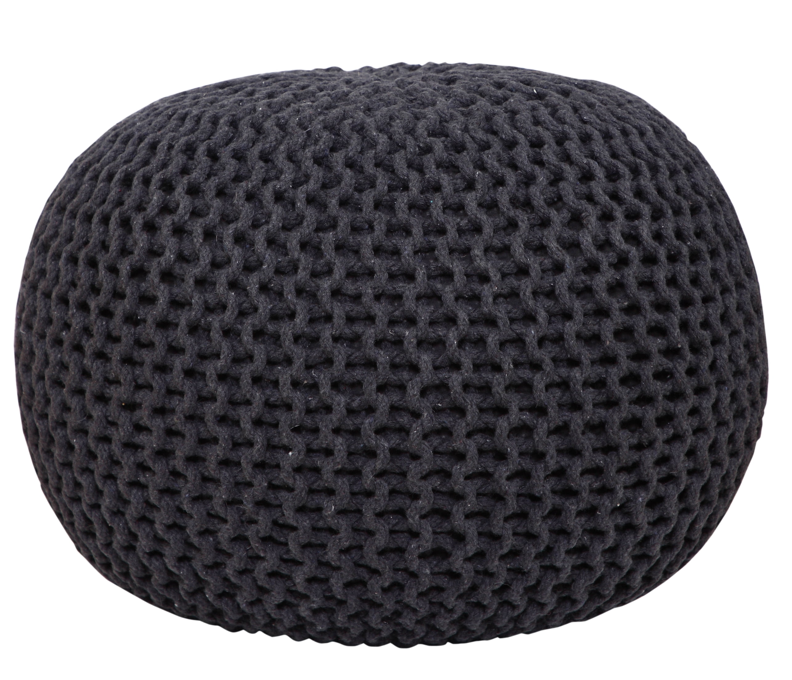 Lychee Knitted Cotton Round Pouf Ottoman