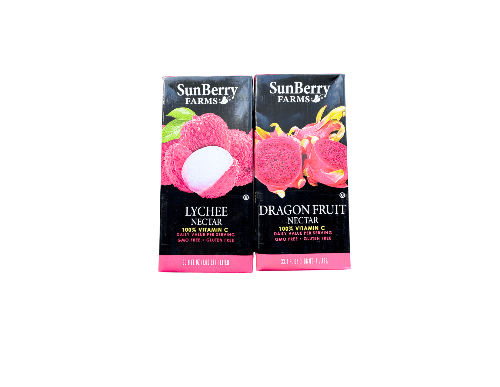 Lychee Nectar 33 Fl oz and Dragonfruit Nectar 33 Fl oz by Sunberry Farms Kosher Juice