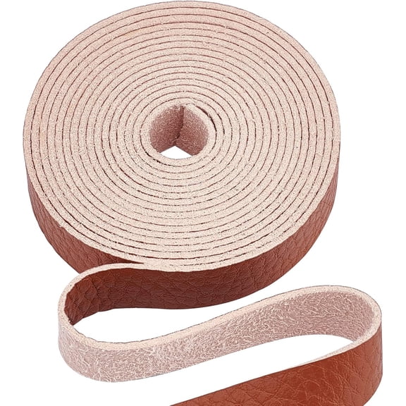 Lychee Pattern Leather Strap 78 Inch Long 0.5 Inch Wide Flat Cord Brown Leather Belt Strips for Crafts DIY Projects Clothing Pet Collars Traction Ropes Belt Keychains Wrapping Saddle Brown