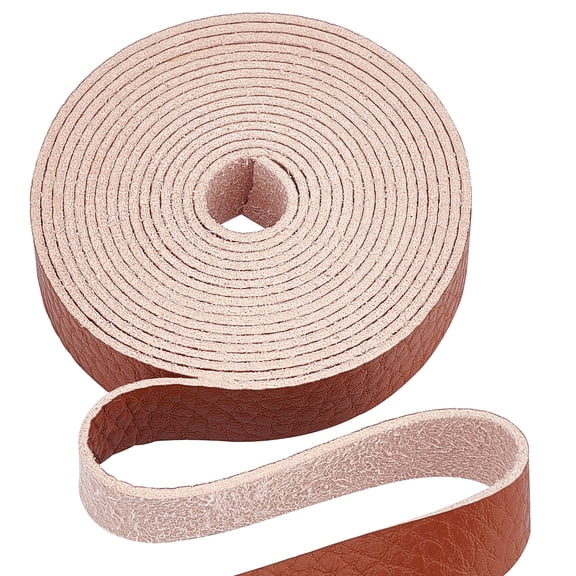 Lychee Pattern Leather Strap 78 Inch Long 0.5 Inch Wide Flat Cord Brown Leather Belt Strips for Crafts DIY Projects Clothing Pet