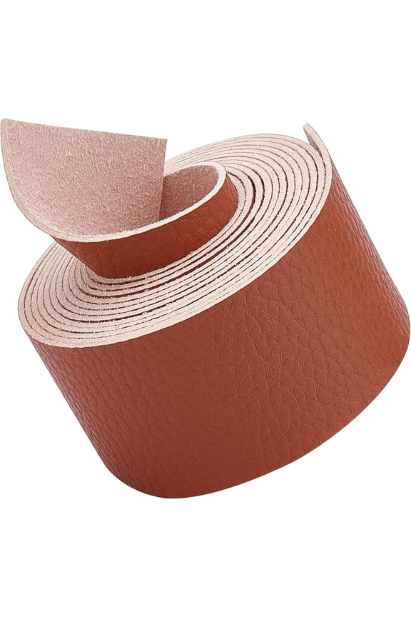 Lychee Pattern Leather Strap 78 Inch Long 1.5 Inch Wide Flat Cord Brown Leather Belt Strips for Crafts DIY Projects Clothing Pet Collars Traction Ropes Belt Keychains Wrapping Saddle Brown 1roll