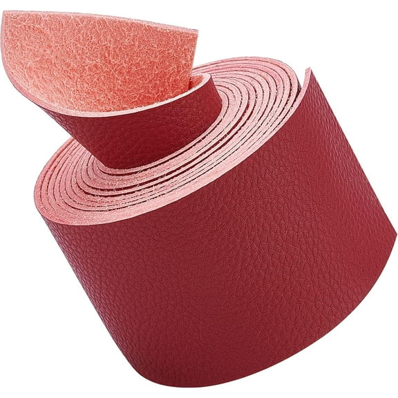 Lychee Pattern Leather Strap 78 Inch Long 2 Inch Wide Flat Cord Red Leather Belt Strips for Crafts DIY Projects Clothing Pet Collars Traction Ropes Belt Keychains Wrapping 1roll