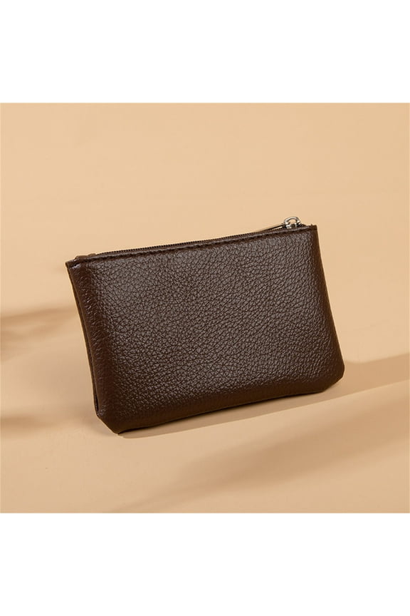 Lychee Pattern Zipper Coin Purse - Minimalist Card Holder & Key Organizer Pouch with Embroidery, Ring Pull Tab, Compact Wallet for Women & Men