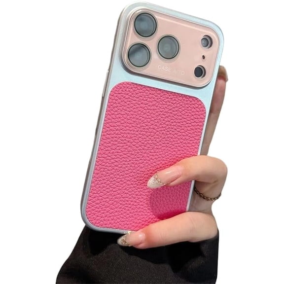 Lychee Peel Leather Back Camera Protect Phone Case for iPhone (Red,iPhone 14 Plus)