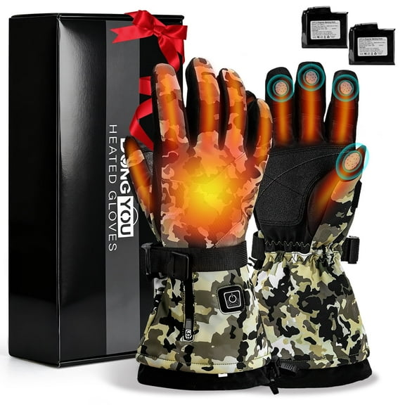 Lychee Rechargeable Heated Gloves, 7.4V, 22.2Wh Fast Heating for Men Women,  Waterproof & Double Windproof Electric Heated Gloves, Camp Gloves for Outdoor Skiing Hunting Hiking Camping (M/L/XL)