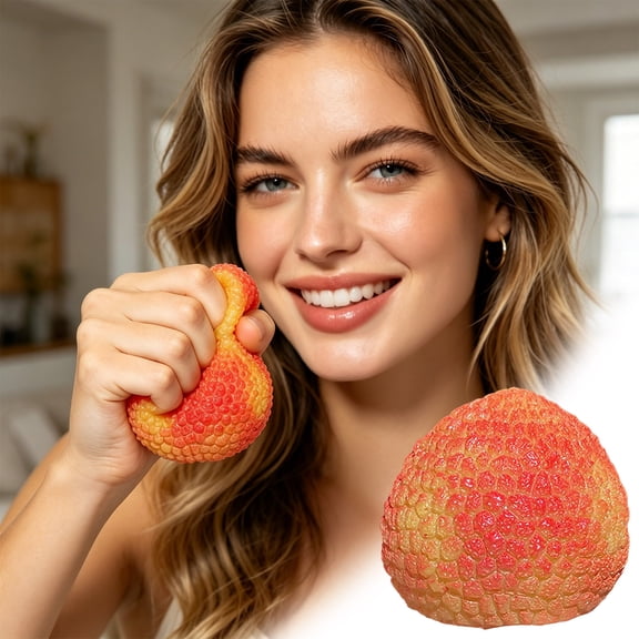 Lychee Slow Rising Squishy, 2.4" Realistic Fruit Stress Relief Ball, Soft Squeezable Fidget for Anxiety & Daily Relaxation