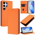 thumbnail image 1 of Lychee Texture PU Leather Case for Samsung Galaxy S24 Ultra Wallet Case with RFID Blocking Card Holders, Wallet Case with Kickstand Magnetic Flip Case Compatible with Galaxy S24 Ultra - Orange, 1 of 11