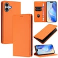 thumbnail image 1 of Lychee Texture PU Leather Case for iPhone 16 Wallet Case with RFID Blocking Card Holders, Wallet Case with Kickstand Magnetic Flip Case Compatible with iPhone 16 - Orange, 1 of 11