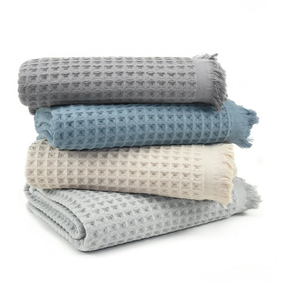 Lycia 2 Pcs Turkish Cotton Waffle Bath Towel