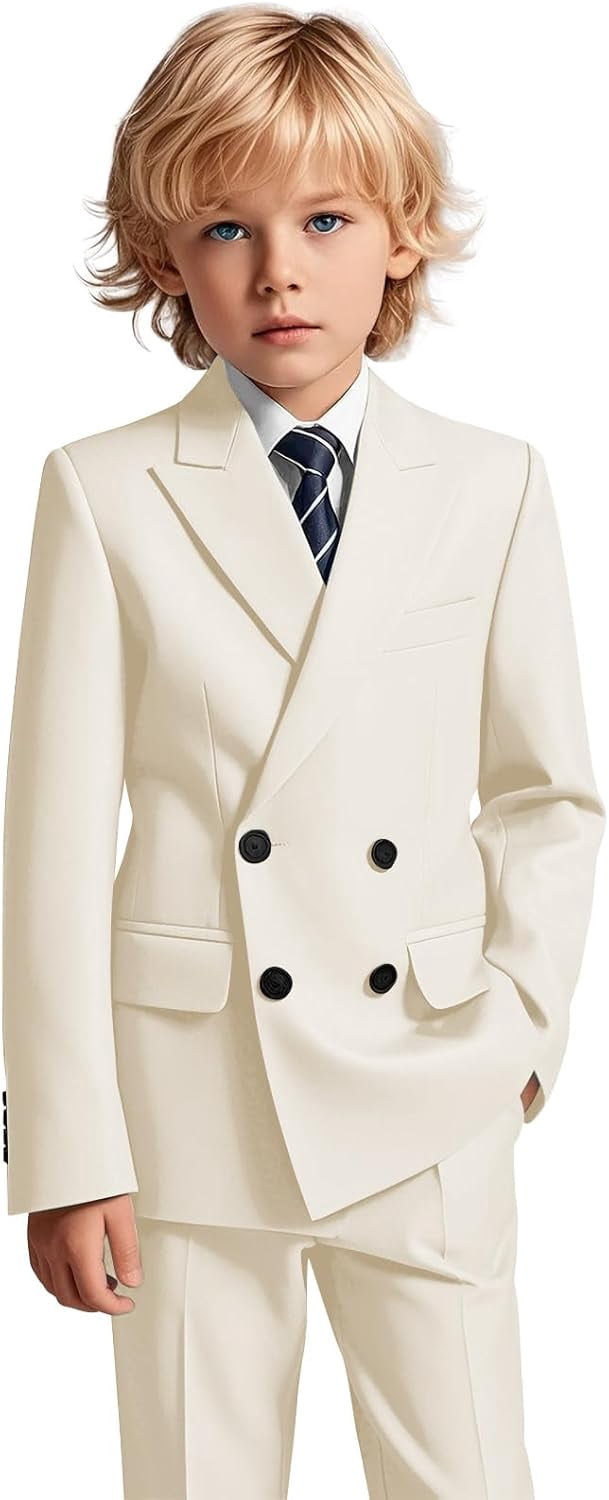 Sky Blue Homecoming Suit with Peaked Lapel & Double Breasted for Boys