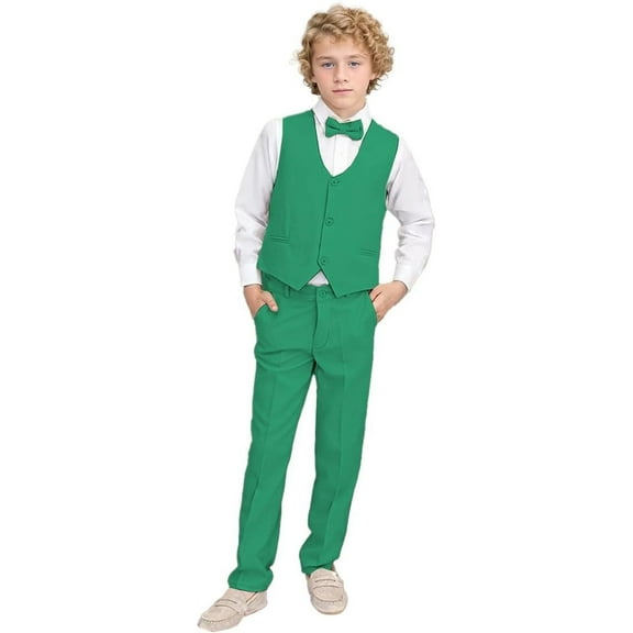 Lycody 2 Piece Boys Formal Slim Suit for Kids Tuxedo Suits for Wedding Toddler Teen Dress Outfit Vest Pants Set Summer