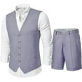 thumbnail image 1 of Lycody 2-Piece Men’s Linen Summer Vest Shorts, Slim Fit Lightweight Waistcoat Shorts, Casual Beach Summer Wedding Prom Graduate Homecoming Outfit, Machine Washable, 1 of 7