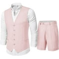 thumbnail image 1 of Lycody 2-Piece Men’s Linen Summer Vest Shorts, Slim Fit Lightweight Waistcoat Shorts, Casual Beach Summer Wedding Prom Graduate Homecoming Outfit, Machine Washable, 1 of 7