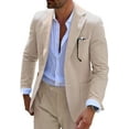 thumbnail image 1 of Lycody 2 piece Men Seersucker Suit Formal Slim Fit Suits for Summer Beach Wedding Grooms Blazer Pants Party Suit Sets, 1 of 6
