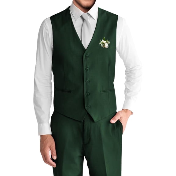 Lycody 2PCS Men's Solid Suit Set Vest and Pants Slim Fit Suits for Wedding Groomsmen Prom Tuxedos, Party, Elegance