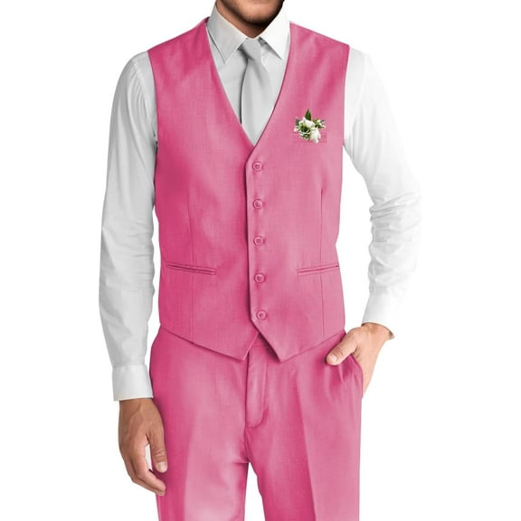 Lycody 2PCS Men's Solid Suit Set Vest and Pants Slim Fit Suits for Wedding Groomsmen Prom Tuxedos, Party, Elegance