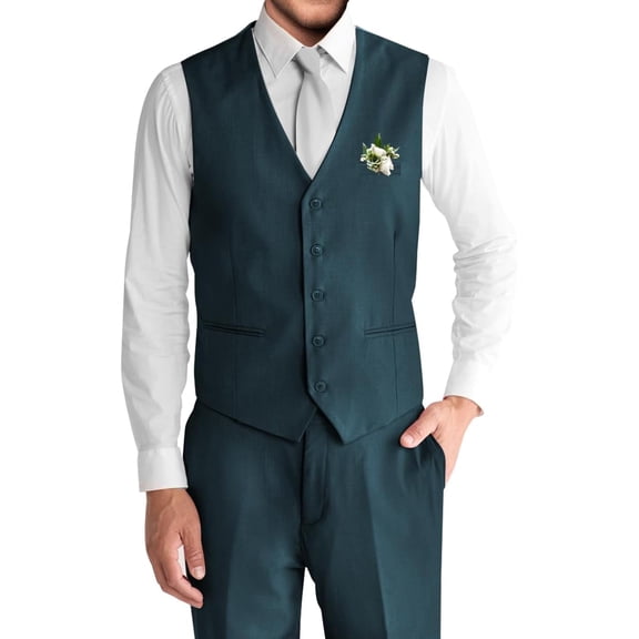 Lycody 2PCS Men's Solid Suit Set Vest and Pants Slim Fit Suits for Wedding Groomsmen Prom Tuxedos, Party, Elegance