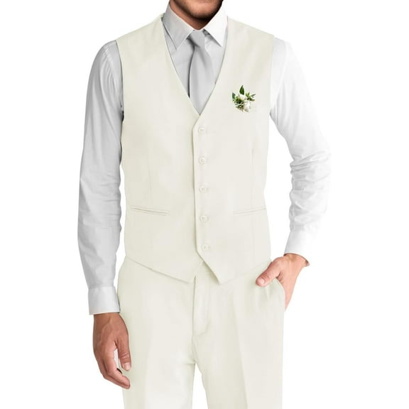 Lycody 2PCS Men's Solid Suit Set Vest and Pants Slim Fit Suits for Wedding Groomsmen Prom Tuxedos, Party, Elegance