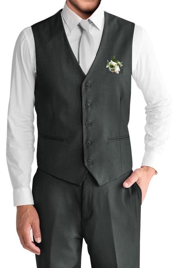 2PCS Men's Solid Suit Set Vest and Pants Slim Fit Suits for Wedding Groomsmen Prom Tuxedos, Party, Elegance