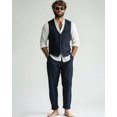 thumbnail image 1 of Lycody 2pcs Men's Retro Linen Vest Pant Summer Suits Elegant Slim Suit Gentleman Wedding Light Weight Linen Suit, 1 of 5
