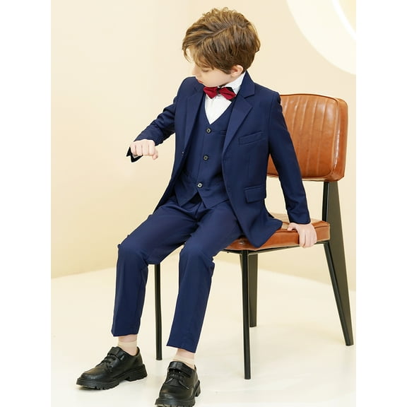 Lycody 3PCS Boy's Formal Dress Suit Set Outfit, from Toddlers to Teen, Adjustable Waist, Graduation, Wedding, Party