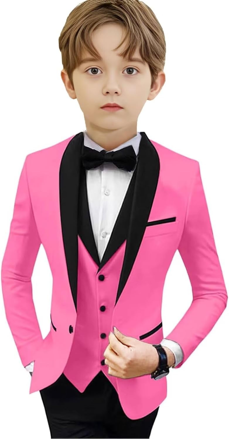 Boys’ 3-Piece Slim Fit Suit Set – Blazer, Vest & Pants For Weddings, Prom, Parties (2T-20)
