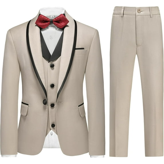 Lycody 3pcs Boys Tuxedo Suit Set for Teen and Kids Slim Fit Sizes 2-20 Blazer Vest Pants Formal Wedding Outfit for Kids