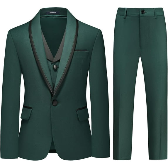 Lycody 3pcs Boys Tuxedo Suit Set for Teen and Kids Slim Fit Sizes 2-20 Blazer Vest Pants Formal Wedding Outfit for Kids