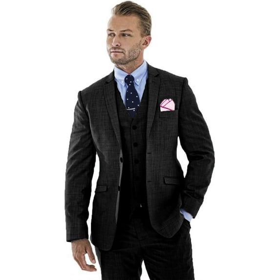 Lycody 3pcs Linen Mens Suit Vintage Retro Wedding Prom Suits Slim Fit Jacket Blazer Groom Tuxedos Dinner Party