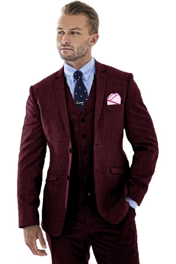 3pcs Linen Mens Suit Vintage Retro Wedding Prom Suits Slim Fit Jacket Blazer Groom Tuxedos Dinner Party