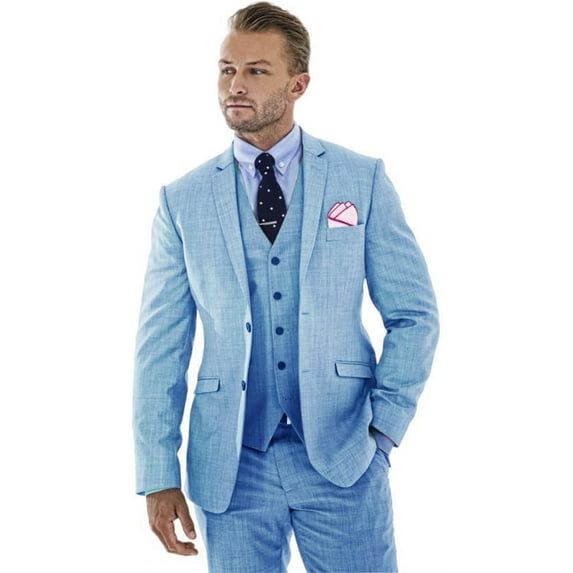 Lycody 3pcs Linen Mens Suit Vintage Retro Wedding Prom Suits Slim Fit Jacket Blazer Groom Tuxedos Dinner Party