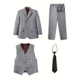 thumbnail image 1 of Lycody 4-Piece Boy's Formal Slim Suit Set Kids and Teen Suits for Wedding Prom Graduate - Includes Suit Jacket, Dress Pants, Vest, Neck Tie, 1 of 7