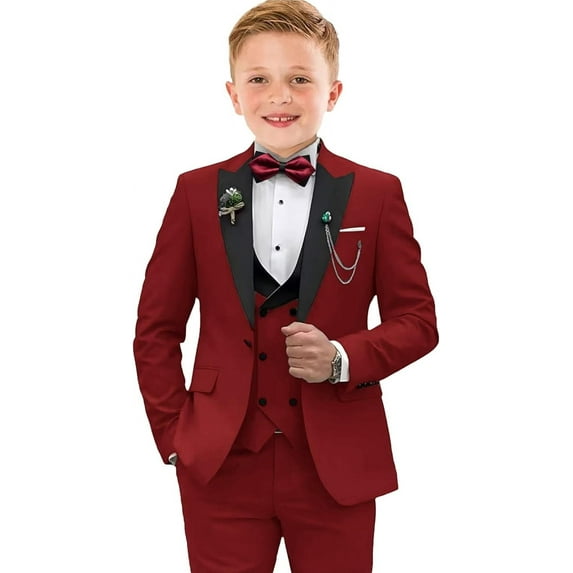 Lycody 5pcs Boys Suits Slim Fit Toddler Tuxedo Suit Set for Teen Boy Formal Dress Clothes Peaked Lapel Kids Wedding Outfit for Party Wedding Homecoming 2T-20 for Kids and Boys