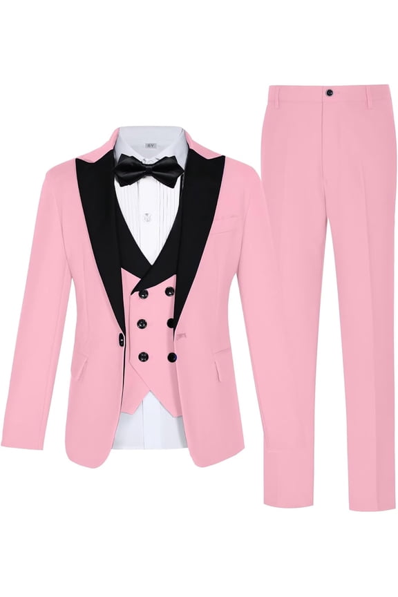5pcs Boys Suits Slim Fit Toddler Tuxedo Suit Set for Teen Boy Formal Dress Clothes Peaked Lapel Kids Wedding Outfit for Party Wedding Homecoming 2T-20 for Kids and Boys